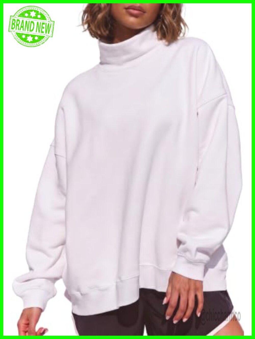 Mcok Neck Sherpa Lined Hoodie Oversized Sweatshirt